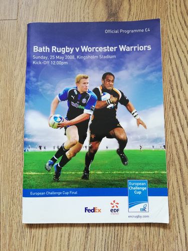 Bath v Worcester May 2008 European Challenge Cup Final Rugby Programme