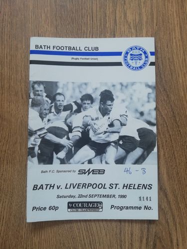 Bath v Liverpool St Helens Sept 1990