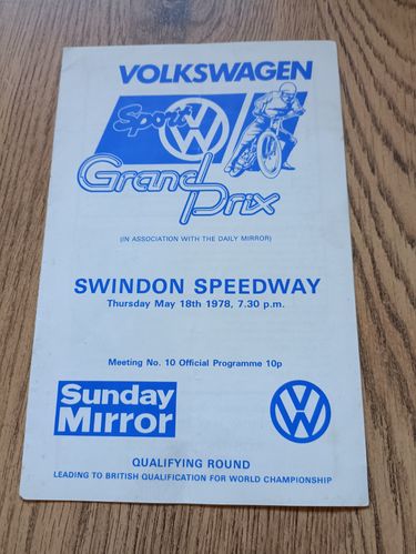 The Volkswagen Grand Prix May 1978 Qualifying Round Speedway Programme