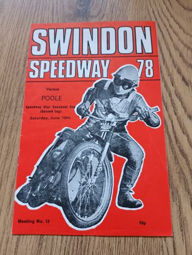 Swindon v Poole June 1978 Speedway Star Knockout Cup Programme