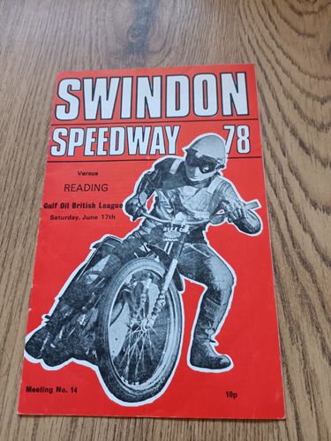 Swindon v Reading June 1978 Speedway Programme