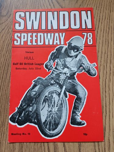 Swindon v Hull July 1978 Speedway Programme