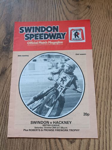 Swindon v Hackney Oct 1981 Speedway Programme