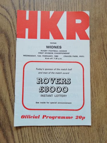Hull KR v Widnes Feb 1980 Rugby League Programme