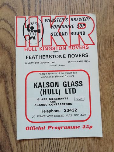 Hull KR v Featherstone 1980 Yorkshire Cup Rugby League Programme