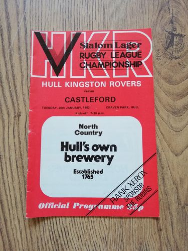 Hull KR v Castleford Jan 1982 Rugby League Programme