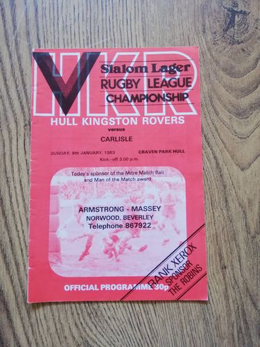 Hull KR v Carlisle Jan 1983 Rugby League Programme