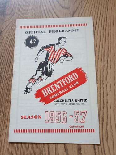 Brentford v Colchester April 1957 Football Programme