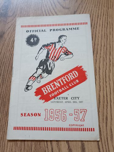 Brentford v Exeter City April 1957 Football Programme