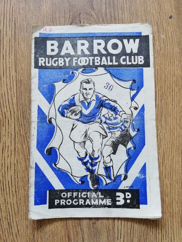 Barrow v Whitehaven Dec 1960 Rugby League Programme