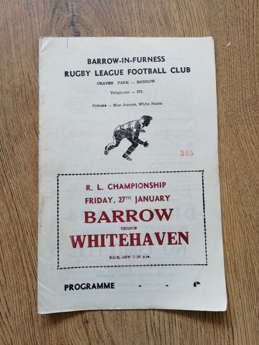 Barrow v Whitehaven Jan 1967