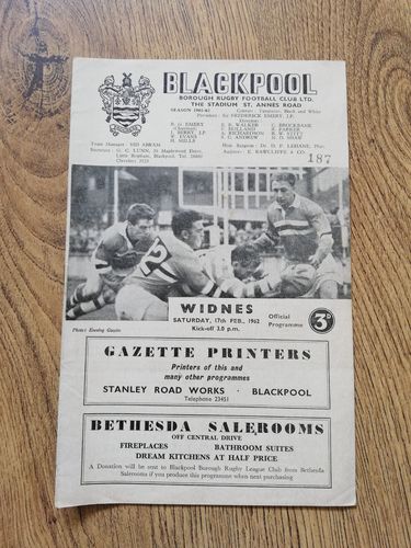 Blackpool Borough v Widnes Feb 1962