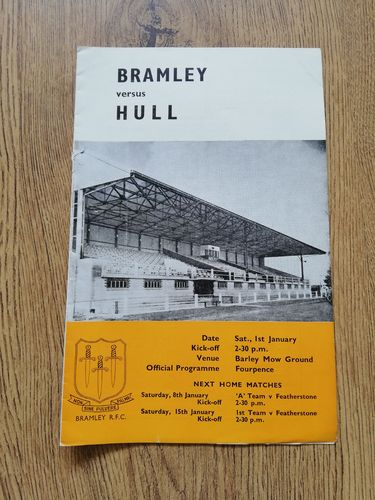Bramley v Hull Jan 1966 Rugby League Programme