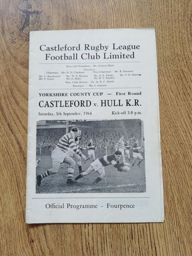Castleford v Hull KR Sept 1964 Yorkshire Cup Rugby League Programme