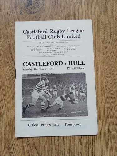 Castleford v Hull Oct 1964 Rugby League Programme
