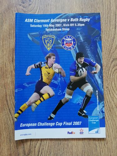 ASM Clermont Auvergne v Bath 2007 European Challenge Cup Final Rugby Programme