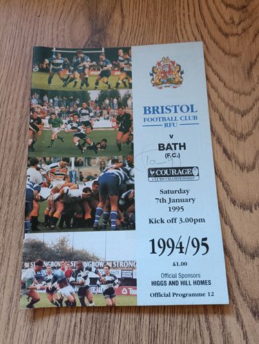 Bristol v Bath Jan 1995 Rugby Programme