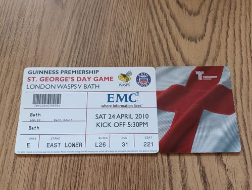 London Wasps v Bath April 2010 Used Rugby Ticket