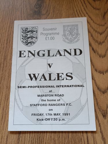England v Wales May 1991 Semi-Professional Football Programme