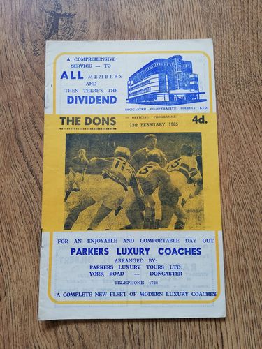 Doncaster v York Feb 1965 Rugby League Programme