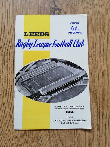 Leeds v Hull Oct 1966 Rugby League Programme