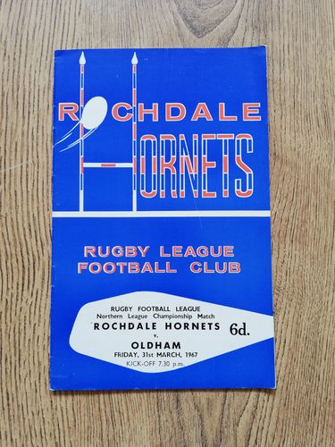 Rochdale Hornets v Oldham March 1967 Rugby League Programme