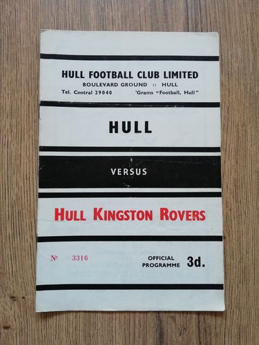 Hull v Hull KR Feb 1962 Rugby League Programme