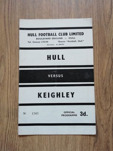 Hull v Keighley April 1962 Rugby League Programme