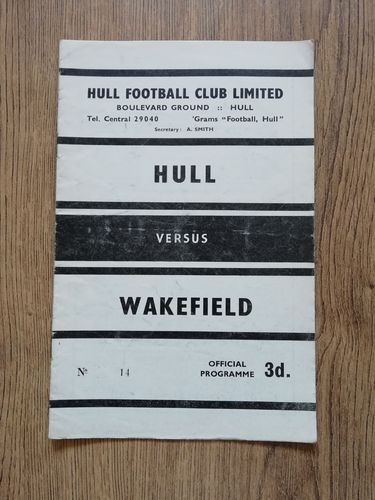 Hull v Wakefield Trinity Nov 1962