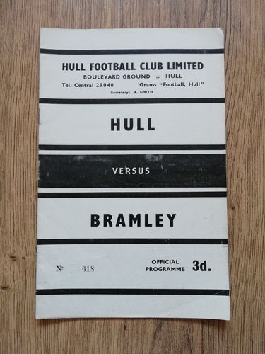 Hull v Bramley April 1963 Rugby League Programme