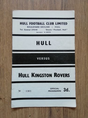 Hull v Hull KR May 1963 Rugby League Programme