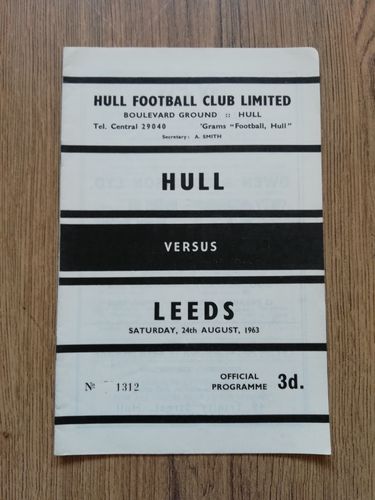 Hull v Leeds Aug 1963 Rugby League Programme