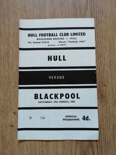 Hull v Blackpool March 1965 Rugby League Programme