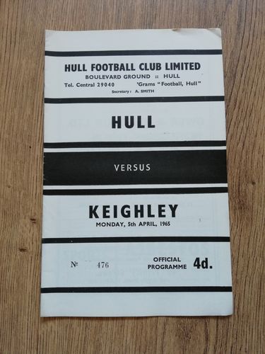 Hull v Keighley April 1965 Rugby League Programme