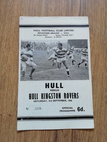 Hull v Hull KR Sept 1966 Yorkshire Cup Rugby League Programme