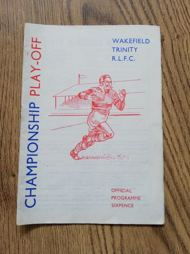 Wakefield Trinity v Hull April 1966 Championship Play-Off Rugby League Programme