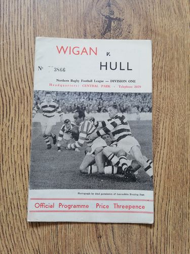 Wigan v Hull Oct 1962 Rugby League Programme