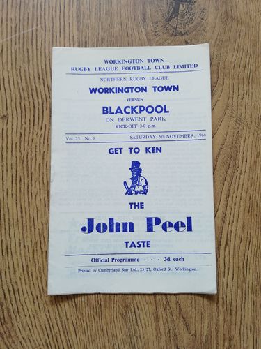 Workington Town v Blackpool Nov 1966 Rugby League Programme