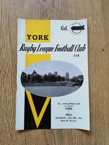 York v Hull Feb 1967 Challenge Cup Rugby League Programme