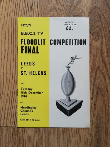 Leeds v St Helens Dec 1970 BBC2 Floodlit Trophy Final Rugby League Programme