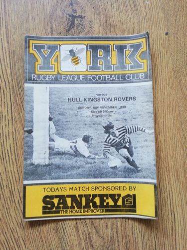 York v Hull KR Nov 1979 Rugby League Programme