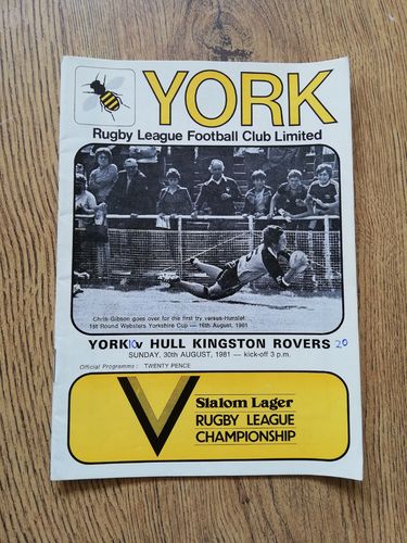 York v Hull KR Aug 1981 Rugby League Programme