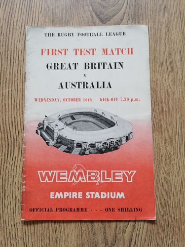 Great Britain v Australia 1st Test Oct 1963 Rugby League Programme