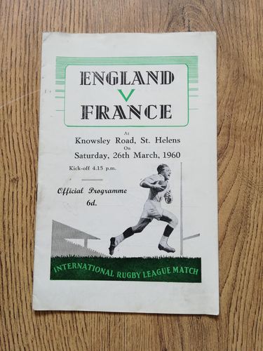 England v France March 1960 Rugby League Programme