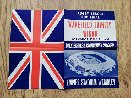 Wakefield Trinity v Wigan 1963 Rugby League Challenge Cup Final Songsheet