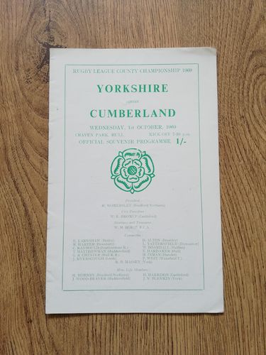 Yorkshire v Cumberland Oct 1969 County Championship Rugby League Programme