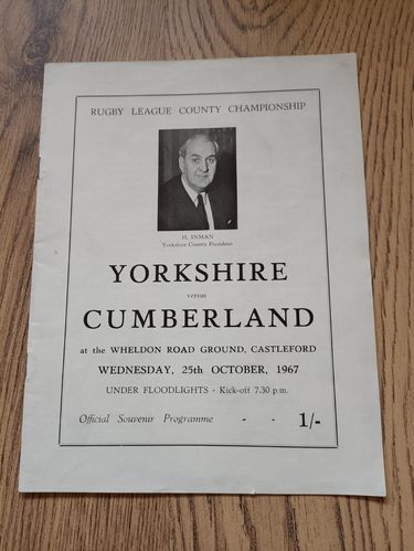 Yorkshire v Cumberland Oct 1967 County Championship Rugby League Programme