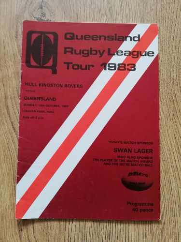 Hull KR v Queensland Oct 1983 Rugby League Programme