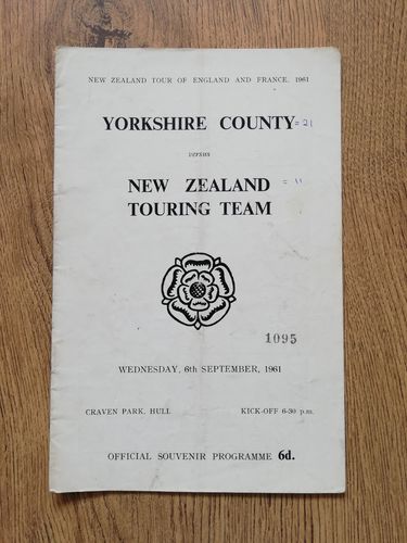 Yorkshire v New Zealand Sept 1961 Rugby League Programme