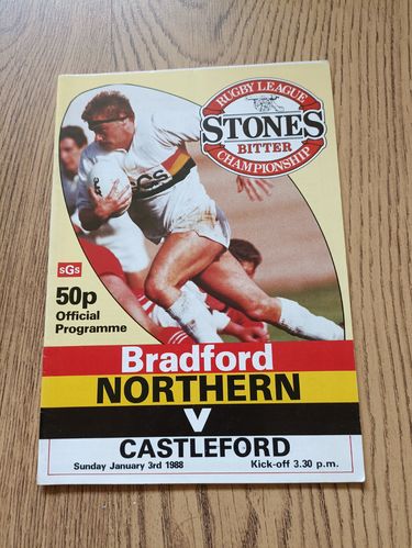 Bradford Northern v Castleford Jan 1988 Rugby League Programme